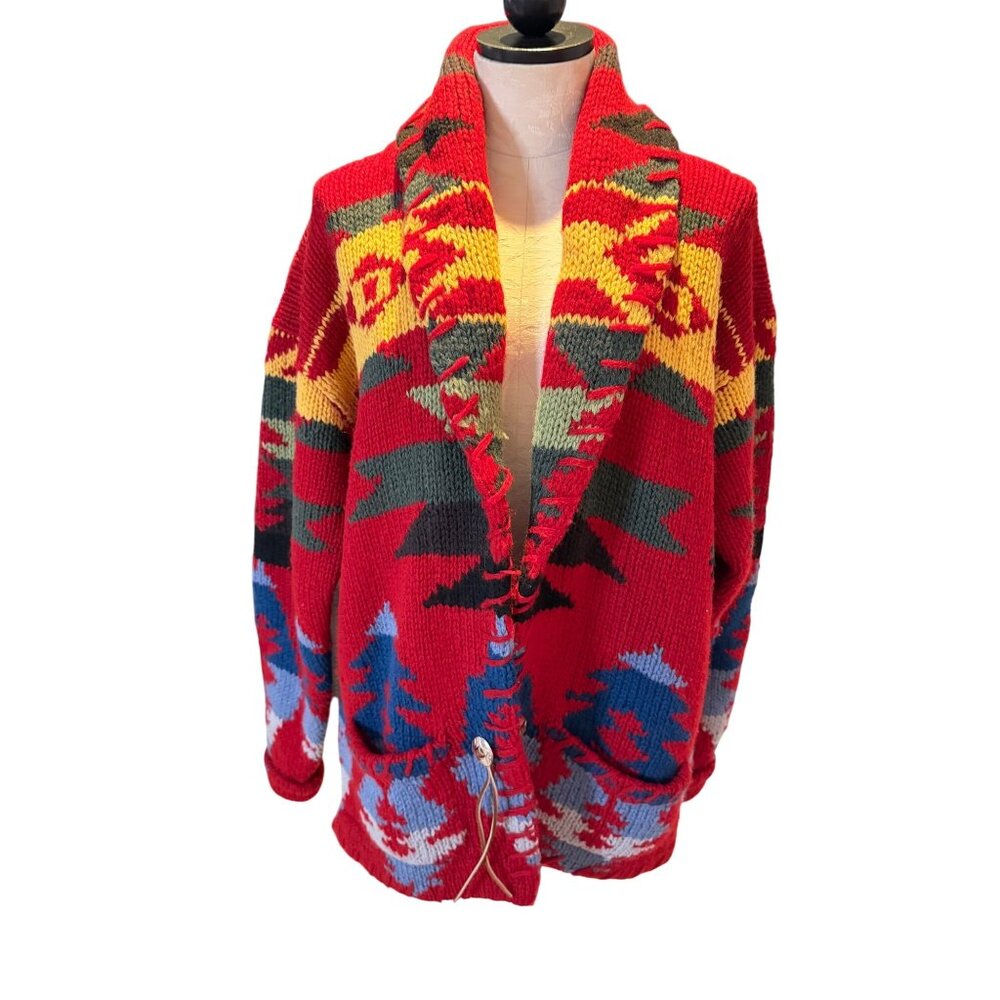 Now Sport Vintage Womens Size M Southwestern Chunky Shetland Cardigan Sweater